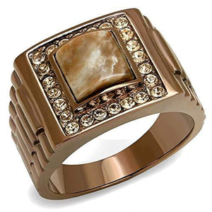 WildKlass Stainless Steel Ring IP Coffee Light Men Semi-Precious Brown-WildKlass Jewelry