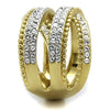 WildKlass Stainless Steel Ring Two-Tone IP Gold Women Top Grade Crystal Clear-WildKlass Jewelry