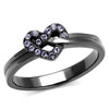 WildKlass Stainless Steel Ring IP Light Black (IP Gun) Women Top Grade Crystal Light Amethyst-WildKlass Jewelry