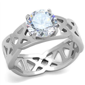 WildKlass Stainless Steel Ring High Polished (no Plating) Women AAA Grade CZ Clear-WildKlass Jewelry