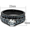 WildKlass Stainless Steel Ring IP Light Black (IP Gun) Women AAA Grade CZ Clear-WildKlass Jewelry