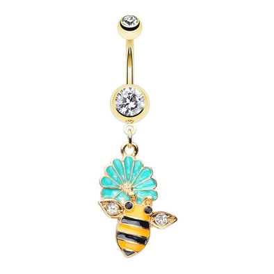 WILDKLASS in Bloom Bumble Bee Gem Belly Button Ring-WildKlass Jewelry