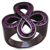WildKlass Stainless Steel Ring IP Dark Brown (IP Coffee) Women Top Grade Crystal Fuchsia-WildKlass Jewelry