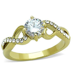 WildKlass Stainless Steel Ring IP Gold Women AAA Grade CZ Clear-WildKlass Jewelry