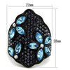 WildKlass Stainless Steel Ring IP Black Women Top Grade Crystal Sea Blue-WildKlass Jewelry