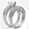 WildKlass Stainless Steel Wedding Ring High Polished (no Plating) Women AAA Grade CZ Clear-WildKlass Jewelry
