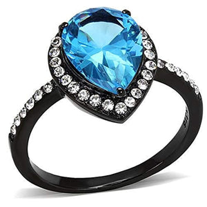 WildKlass Stainless Steel Ring IP Women Synthetic Sea Blue-WildKlass Jewelry