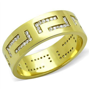 WildKlass Stainless Steel Ring IP Gold Men AAA Grade CZ Clear-WildKlass Jewelry