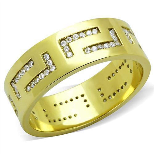 WildKlass Stainless Steel Ring IP Gold Men AAA Grade CZ Clear-WildKlass Jewelry
