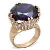 WildKlass Stainless Steel Ring IP Rose Gold Women AAA Grade CZ Amethyst-WildKlass Jewelry