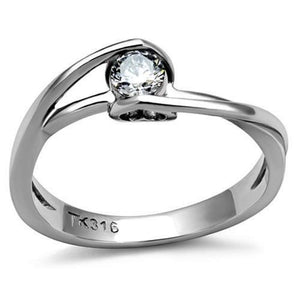 WildKlass Stainless Steel Ring High Polished Women AAA Grade CZ Clear-WildKlass Jewelry