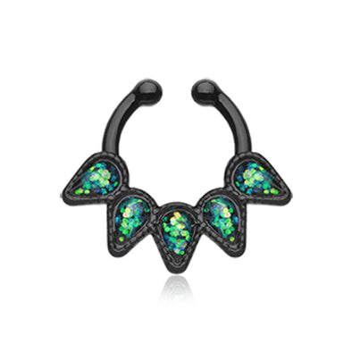 Colorline Opal Quinary Spear WildKlass Fake Septum Clip-On Ring-WildKlass Jewelry