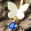 Gold Plated Double Butterfly WildKlass Navel Ring-WildKlass Jewelry