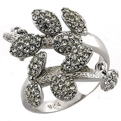 WildKlass 925 Sterling Silver Ring Rhodium Women Top Grade Crystal Clear-WildKlass Jewelry