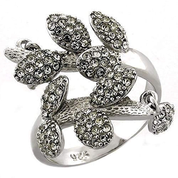 WildKlass 925 Sterling Silver Ring Rhodium Women Top Grade Crystal Clear-WildKlass Jewelry