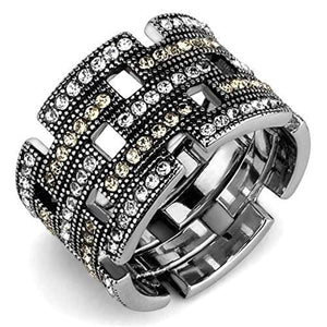 WildKlass Stainless Steel Ring High Polished Women Top Grade Crystal Multi Color-WildKlass Jewelry