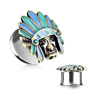 Tribal Chief Top 316L Surgical Steel Double Flared WildKlass Tunnels-WildKlass Jewelry