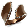 WildKlass Stainless Steel Ring IP Coffee Light Women Top Grade Crystal Clear-WildKlass Jewelry