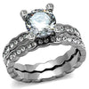 WildKlass Stainless Steel Ring High Polished Women AAA Grade CZ Clear-WildKlass Jewelry