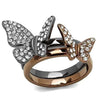 WildKlass Stainless Steel Ring IP Light Black & IP Light Coffee Women Top Grade Crystal Clear-WildKlass Jewelry