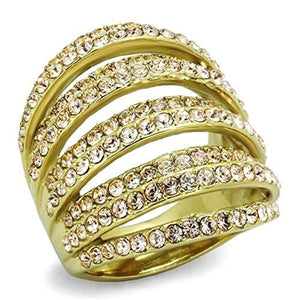 WildKlass Stainless Steel Ring IP Gold Women Top Grade Crystal Light Peach-WildKlass Jewelry