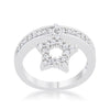 WildKlass Star 0.25ct CZ Rhodium Plated Simple Holiday Charm Band Ring-WildKlass Jewelry
