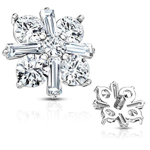 WildKlass Princess Cut CZ Crossed CZ Square Internally Threaded Dermal Top-WildKlass Jewelry