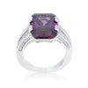 WildKlass 8.6ct Amethyst CZ Rhodium Plated Emerald Classic Cocktail Ring-WildKlass Jewelry