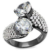 WildKlass Stainless Steel Ring IP Light Black (IP Gun) Women AAA Grade CZ Clear-WildKlass Jewelry