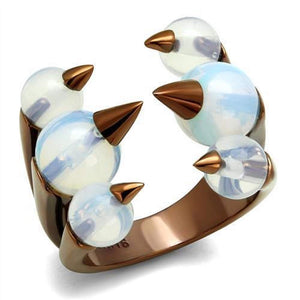 WildKlass Stainless Steel Ring IP Coffee Light Women Synthetic White-WildKlass Jewelry