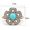 WildKlass Stainless Steel Ring IP Rose Gold Women Synthetic Sea Blue-WildKlass Jewelry