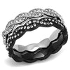 WildKlass Stainless Steel Ring Two-Tone IP Black Women Top Grade Crystal Clear-WildKlass Jewelry