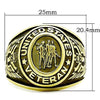 WildKlass Stainless Steel Veteran Ring IP Gold Men Epoxy Jet-WildKlass Jewelry
