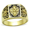 WildKlass Stainless Steel Cross Ring IP Gold Men Epoxy Jet-WildKlass Jewelry