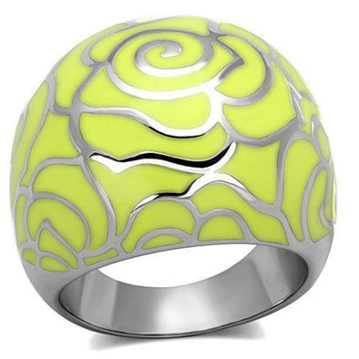 WildKlass Stainless Steel Ring High Polished (no Plating) Women Epoxy Citrine Yellow-WildKlass Jewelry