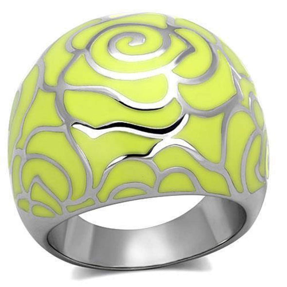 WildKlass Stainless Steel Ring High Polished (no Plating) Women Epoxy Citrine Yellow-WildKlass Jewelry