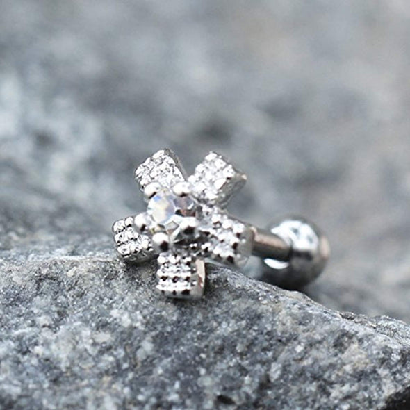 316L Stainless Steel Dazzling Flower WildKlass Cartilage Earring-WildKlass Jewelry
