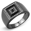 WildKlass Stainless Steel Ring IP Light Black (IP Gun) Men Top Grade Crystal Clear-WildKlass Jewelry