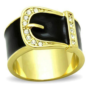 WildKlass Stainless Steel Novelty Ring IP Gold Women Top Grade Crystal Clear-WildKlass Jewelry