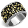 WildKlass Stainless Steel Ring Two-Tone IP Gold Men Epoxy Jet-WildKlass Jewelry