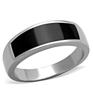 WildKlass Stainless Steel Ring High Polished (no Plating) Men Epoxy Jet-WildKlass Jewelry