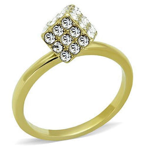 WildKlass Stainless Steel Ring IP Gold Women Top Grade Crystal Clear-WildKlass Jewelry