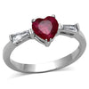 WildKlass Stainless Steel Heart Ring High Polished (no Plating) Women AAA Grade CZ Ruby-WildKlass Jewelry