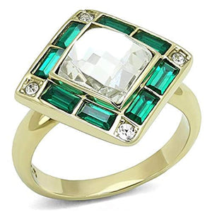 WildKlass Stainless Steel Ring IP Gold Women Synthetic Clear-WildKlass Jewelry