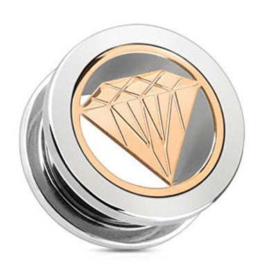 Rose Gold Diamond with 316L Surgical Steel WildKlass Screw Fit Tunnel-WildKlass Jewelry