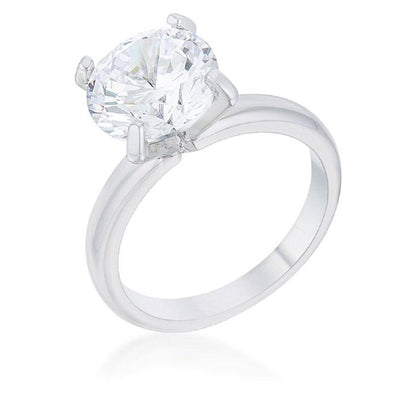 WildKlass 4.4ct CZ Rhodium Plated Classic Solitaire Ring-WildKlass Jewelry