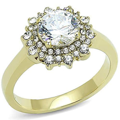 WildKlass Stainless Steel Ring IP Gold Women AAA Grade CZ Clear-WildKlass Jewelry