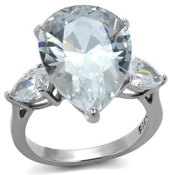 WildKlass Stainless Steel Ring High Polished Women AAA Grade CZ Clear-WildKlass Jewelry