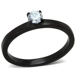 WildKlass Stainless Steel Ring IP Black Women AAA Grade CZ Clear-WildKlass Jewelry
