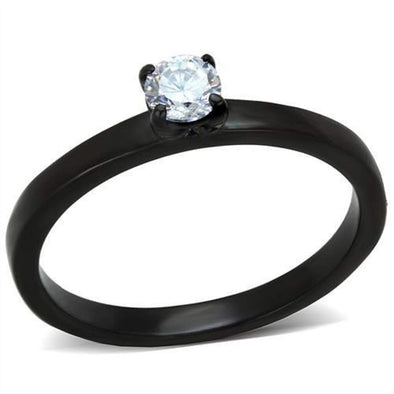 WildKlass Stainless Steel Ring IP Black Women AAA Grade CZ Clear-WildKlass Jewelry
